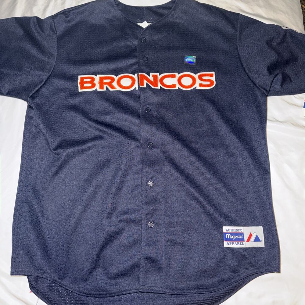 Vintage Majestic Athletic Apparel Denver Broncos Baseball SB XXXIII Jersey XL